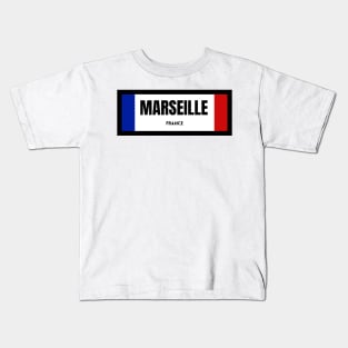 Marseille City in French Flag Kids T-Shirt